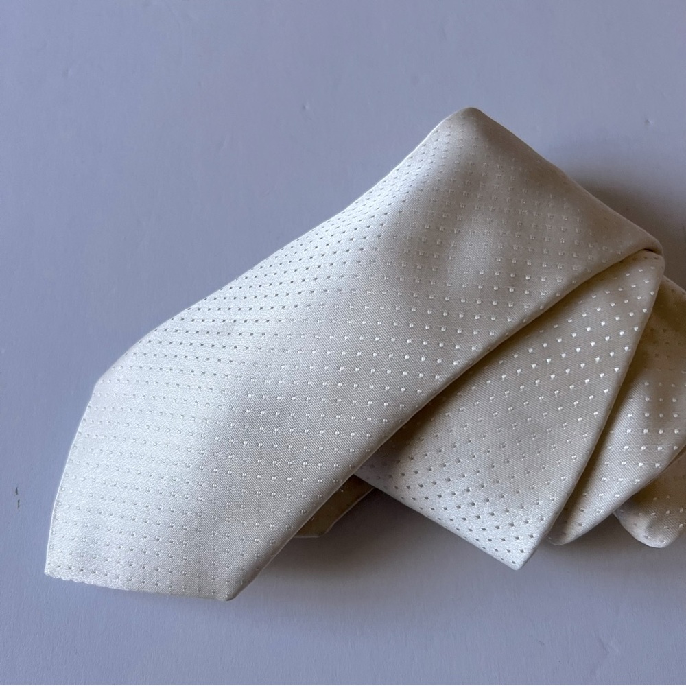 ETON MENS SILK  JACQUARD TIE TONAL PIN DOT OFF WHITE OS NWOT